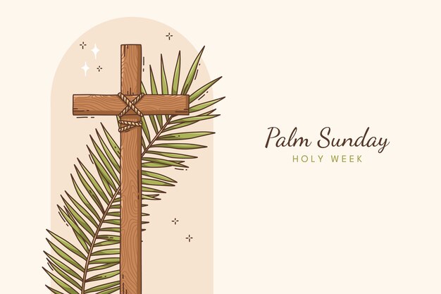 Fondo dibujado a mano para el domingo de palma.