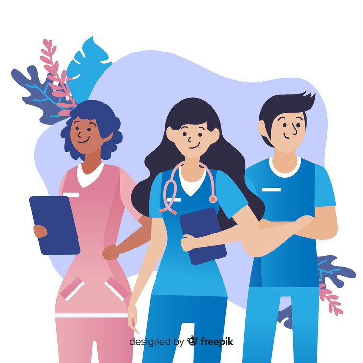 Vector gratuito fondo dibujado a mano equipo de enfermeros