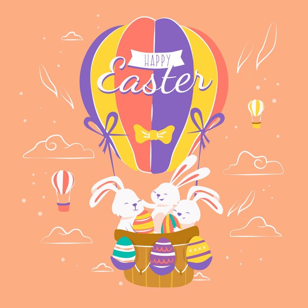 Fondo dibujado a mano feliz día de pascua