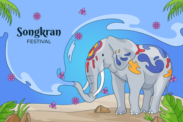 Fondo dibujado a mano para el festival del agua de songkran