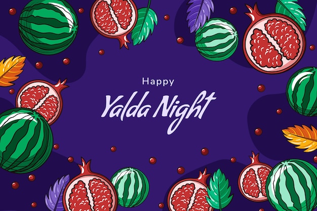 Fondo dibujado a mano para el festival nocturno de yalda