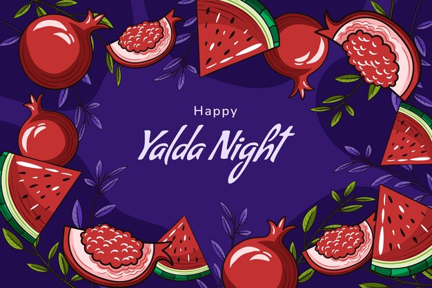 Fondo dibujado a mano para el festival nocturno de yalda