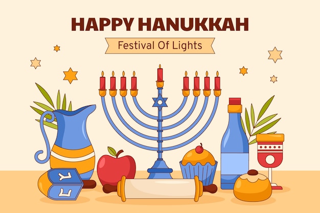 Fondo dibujado a mano para la fiesta judía de hanukkah