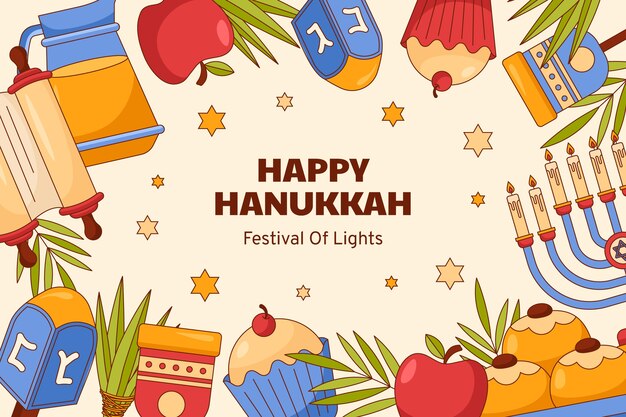 Fondo dibujado a mano para la fiesta judía de hanukkah