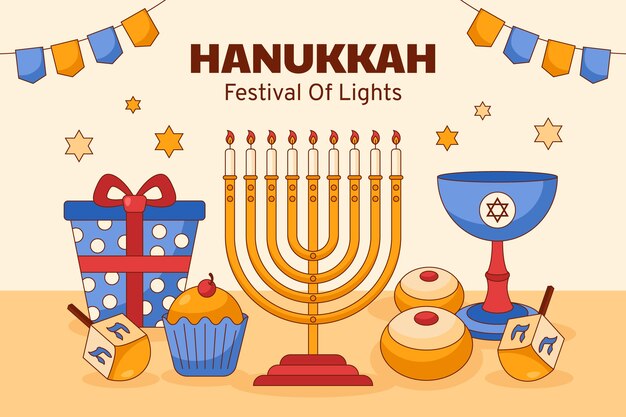 Fondo dibujado a mano para la fiesta judía de hanukkah