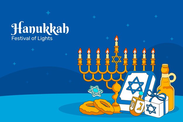 Fondo dibujado a mano para la fiesta judía de hanukkah
