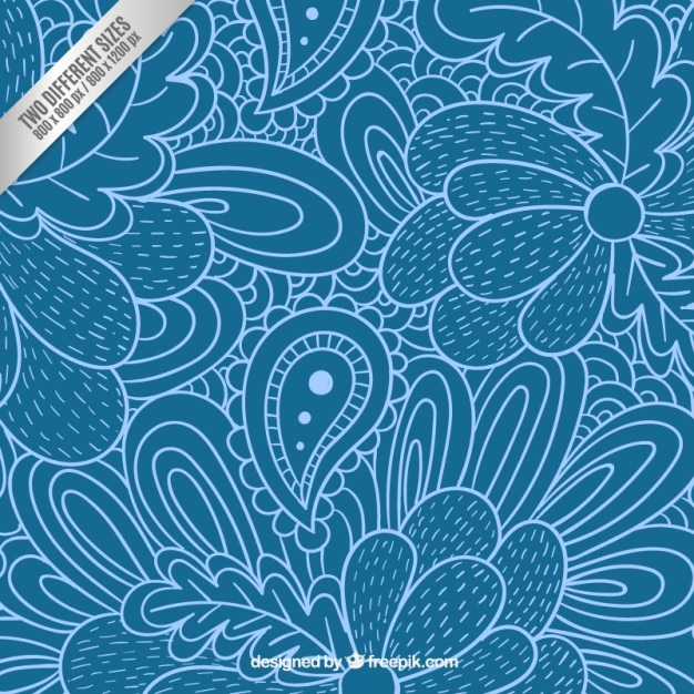 Vector gratuito fondo dibujado a mano floral azul