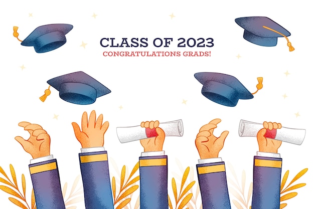 Fondo dibujado a mano para la graduación de la clase 2023