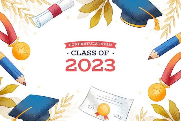 Fondo dibujado a mano para la graduación de la clase 2023