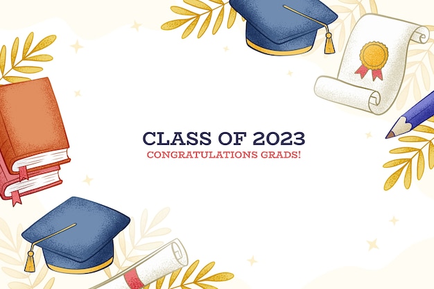 Fondo dibujado a mano para la graduación de la clase 2023