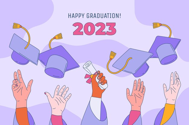 Fondo dibujado a mano para la graduación de la clase 2023