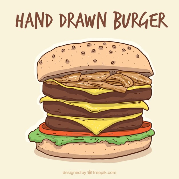 Fondo dibujado a mano de hamburguesa sabrosa