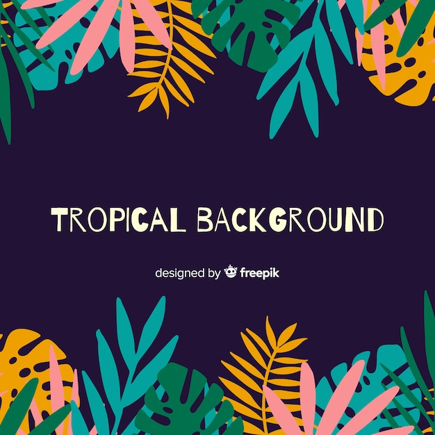 Fondo dibujado a mano hojas tropicales