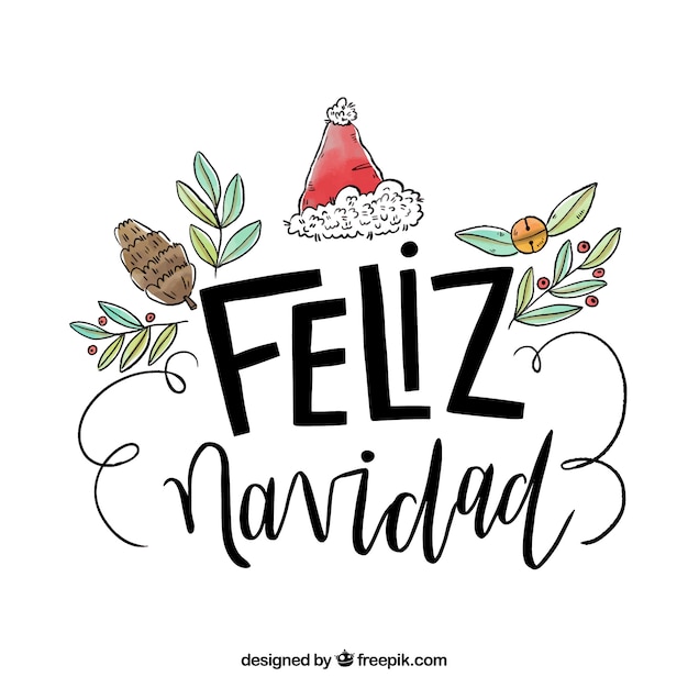 Vector gratuito fondo dibujado a mano de lettering de feliz navidad