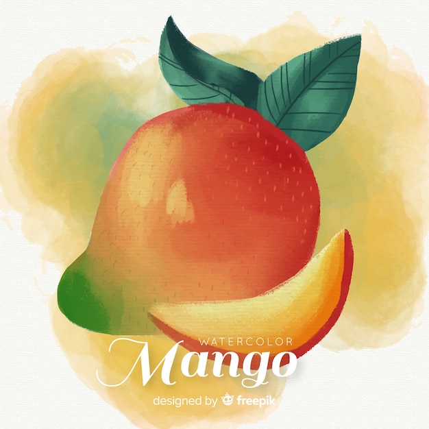 Vector gratuito fondo dibujado a mano mango acuarela