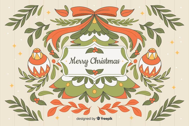Vector gratuito fondo dibujado a mano para navidad