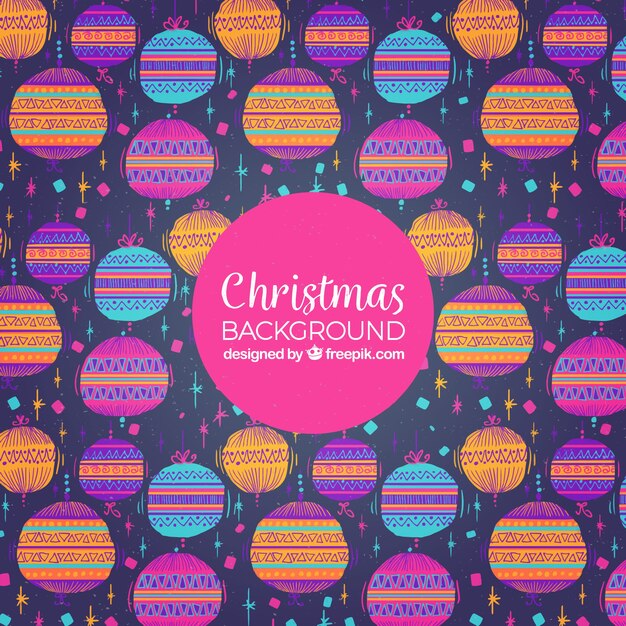 Fondo dibujado a mano con un patrón de adornos navideños