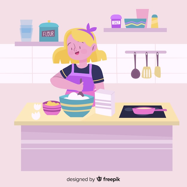 Vector gratuito fondo dibujado a mano persona cocinando