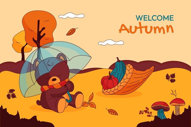 Fondo dibujado a mano para la temporada de otoño