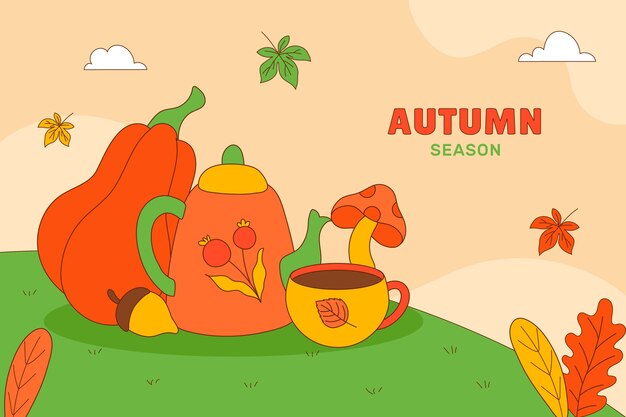 Fondo dibujado a mano para la temporada de otoño