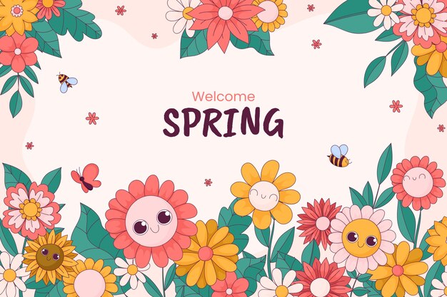 Fondo dibujado a mano para la temporada de primavera.