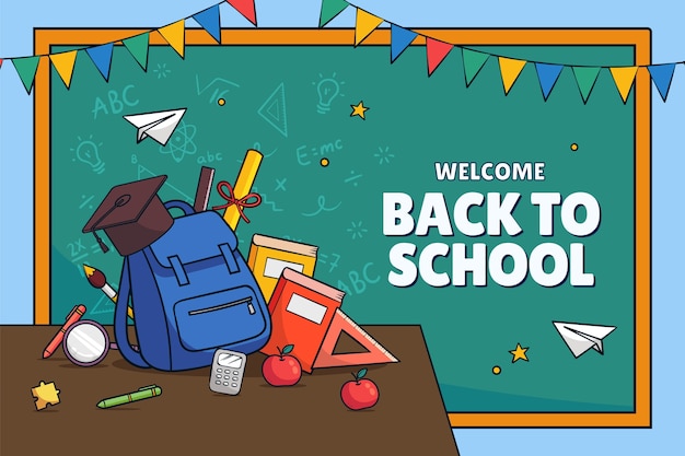 Fondo dibujado a mano para la temporada de regreso a la escuela