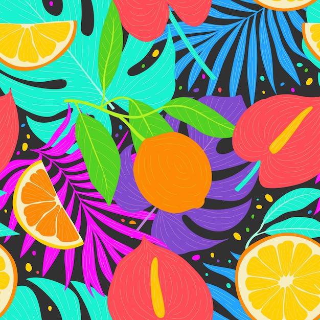 Vector gratuito fondo dibujado a mano tropical de verano