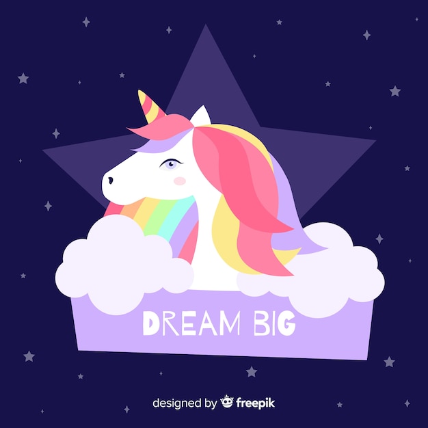 Vector gratuito fondo dibujado a mano unicornio adorable