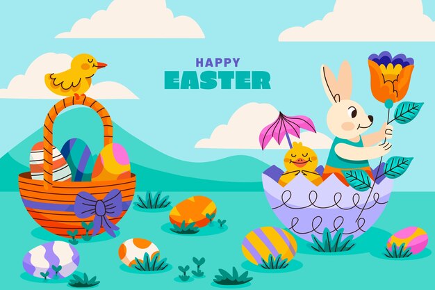 Fondo dibujado a mano para las vacaciones de Pascua.
