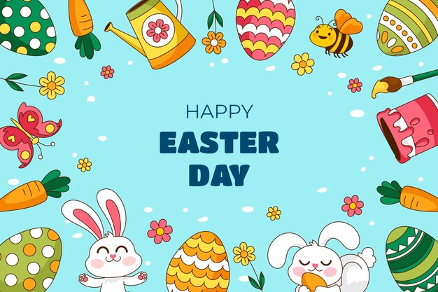 Fondo dibujado a mano para las vacaciones de Pascua.