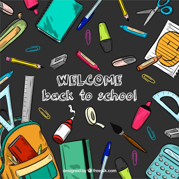 Fondo dibujado a mano de vuelta al cole
