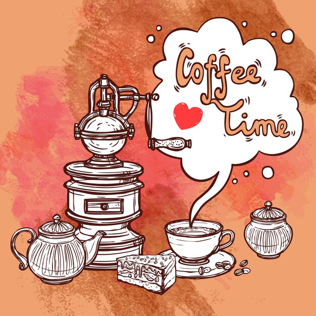 Fondo de dibujo de café