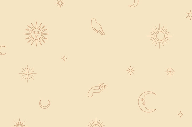 Fondo de dibujo lineal de vector lindo icono celestial