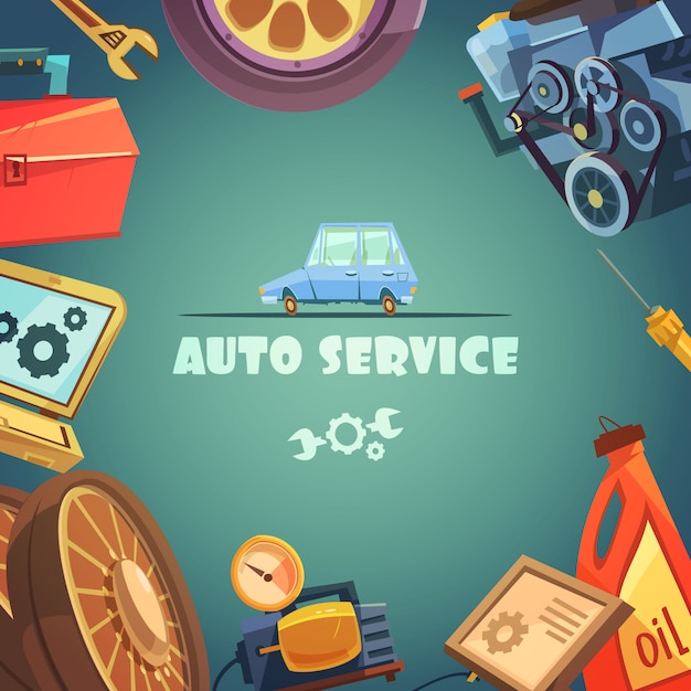 Vector gratuito fondo de dibujos animados de auto servicio