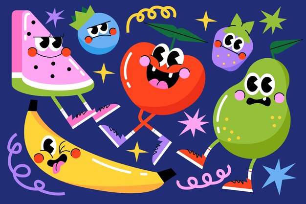 Fondo de dibujos animados de moda plana dibujada a mano