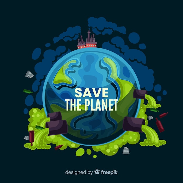 Vector gratuito fondo dibujos animados planeta tierra sucio