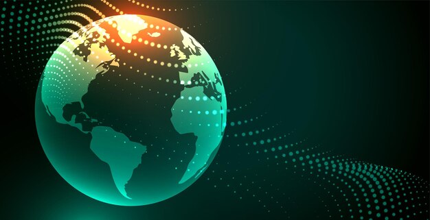 Fondo digital de tierra futurista con efecto de partículas