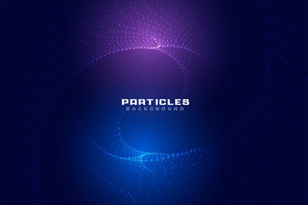 Fondo dinámico de partículas digitales en tono púrpura y azul