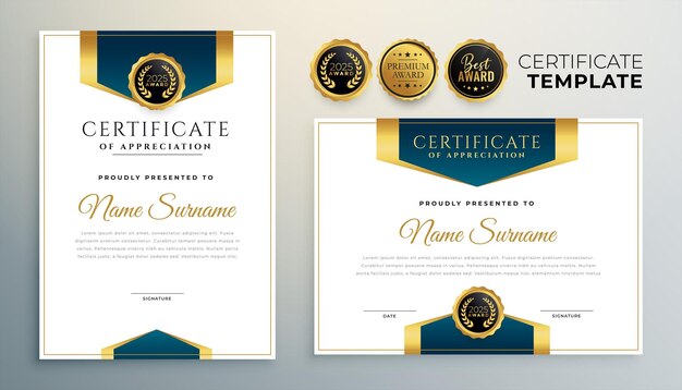 fondo de diploma profesional de logros con diseño de sello dorado