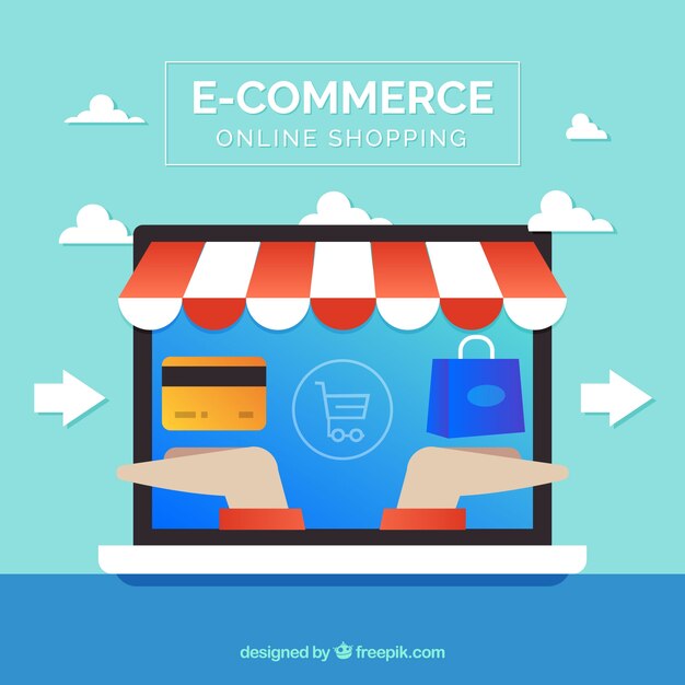 Fondo con diseño de comercio electrónico