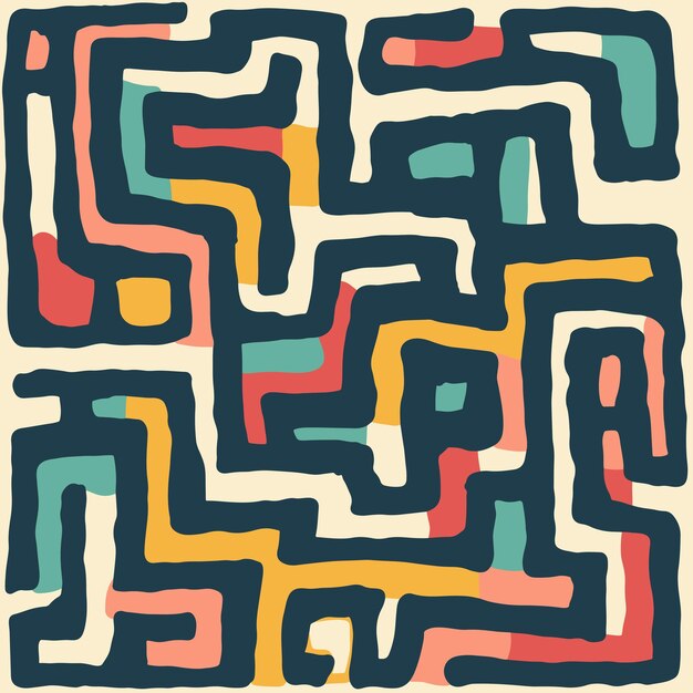 Fondo de diseño de laberinto abstractamente dibujado a mano