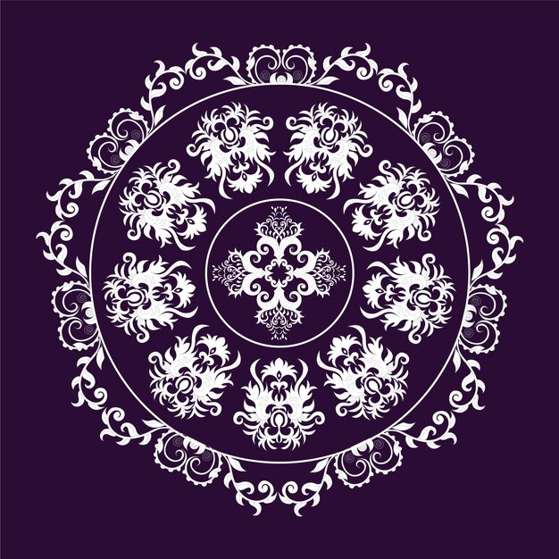 Fondo con diseño de mandala morado y blanco