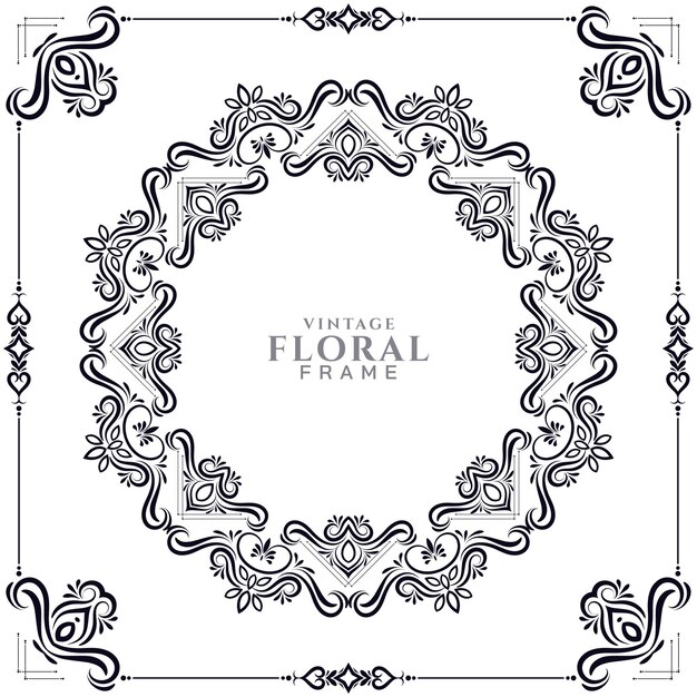 Fondo de diseño de marco floral vintage elegante abstracto