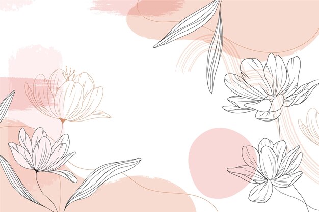 Fondo de diseño plano de arte de línea floral