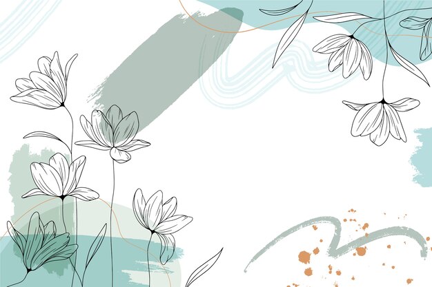 Fondo de diseño plano de arte de línea floral