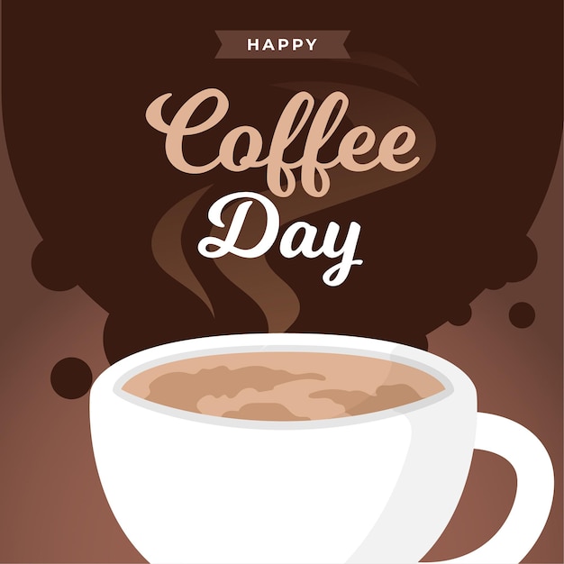 Vector gratuito fondo de diseño plano del día internacional del café