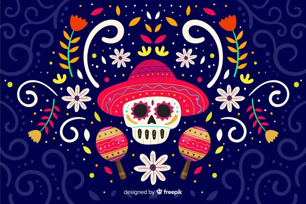 Fondo de diseño plano del día de los muertos
