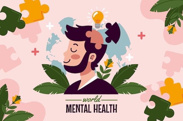 Vector gratuito fondo de diseño plano del día mundial de la salud mental