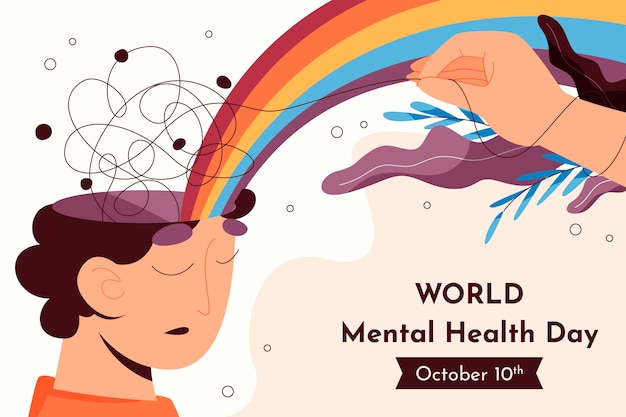 Fondo de diseño plano del día mundial de la salud mental