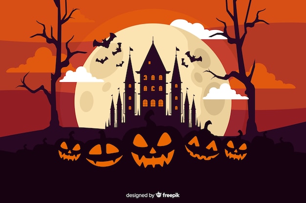 Vector gratuito fondo en diseño plano para halloween